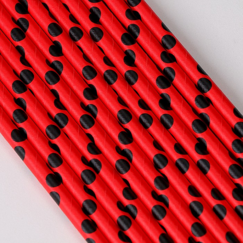 Трубочки для коктейля «Горох», набор 12 шт., цвет красный