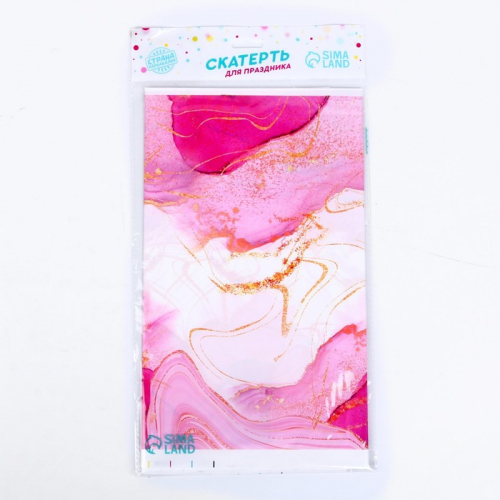 Скатерть «Мрамор» 137×180см, розовая