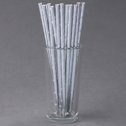Трубочки для коктейля «Звёзды» набор 12 шт., цвет серебро