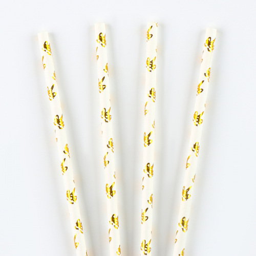 Трубочки для коктейля «Единорожка», набор 12 шт., цвет золото