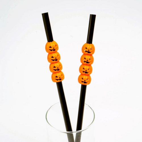 Трубочки для коктейля «Тыква», цвет чёрный, набор 6 шт.