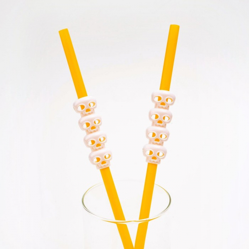 Трубочки для коктейля «Череп», цвет оранжевый, набор 6 шт.