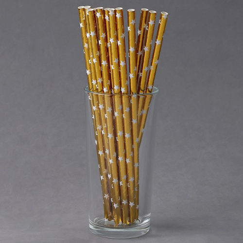 Трубочки для коктейля «Звёзды», набор 12 шт., цвет золото