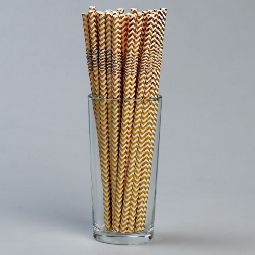 Трубочки для коктейля с гофрой «Зигзаг», в наборе 25 штук, цвет золотой