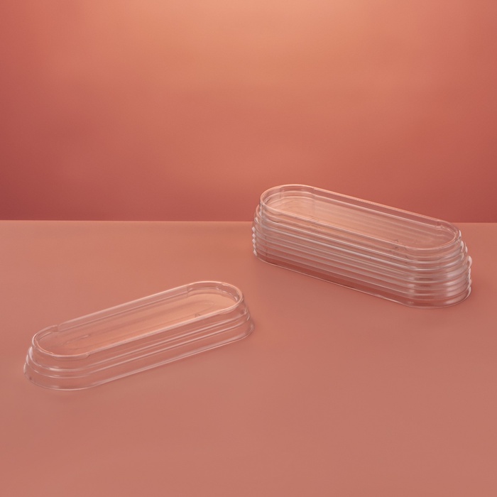 Крышка пластиковая одноразовая для креманки овальной «Лимончелло», 12.5×4.5×1.5 см, прозрачная