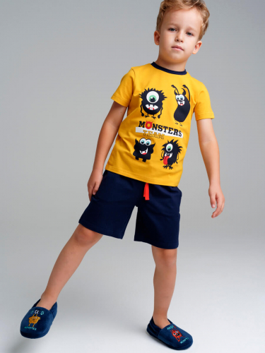 656 р.  970 р.  Комплект трикотажный для мальчиков: фуфайка (футболка), шорты