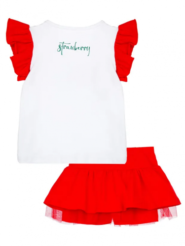 909 р.  1128 р.  Комплект детский трикотажный для девочек: фуфайка (футболка), юбка-шорты