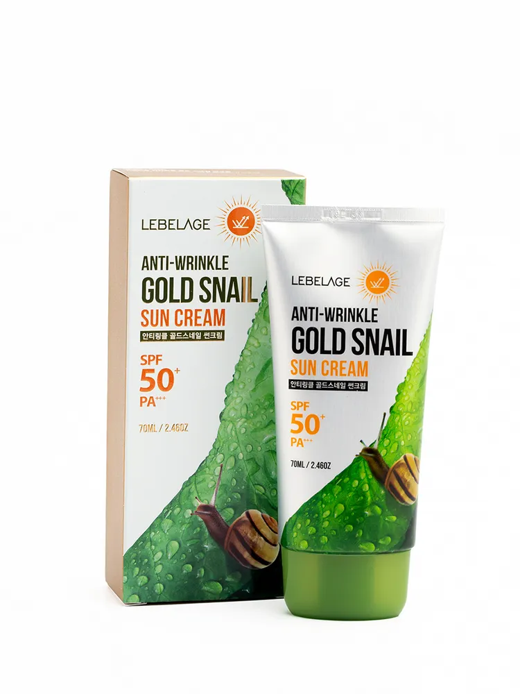 Солнцезащитный крем против морщин с муцином улитки и золотом SPF50+ PA+++, 70мл, LEBELAGE