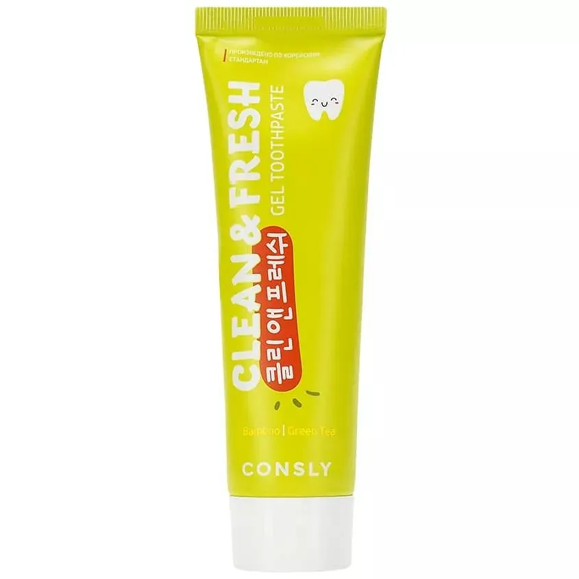 Гелевая зубная паста Clean&Fresh с экстрактами бамбука и зеленого чая, 105г, Consly