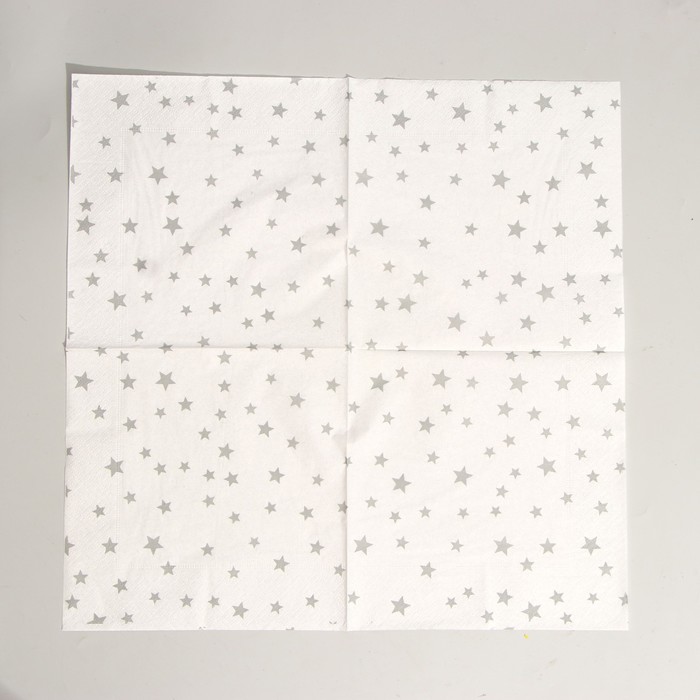 Салфетки бумажные «Звёздочки», 33×33 см, набор 20 шт., серебряные