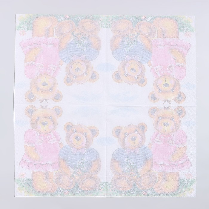 Салфетки бумажные «Медвежата», 33×33 см, набор 20 шт.