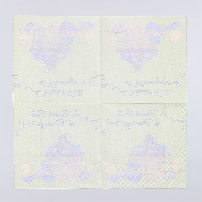 Салфетки бумажные на пасху «Пасхальная корзина» с цыплятами, 33×33 см, набор 20 шт.