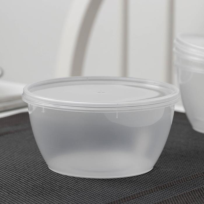 Контейнер одноразовый с крышкой «Супница», 360 мл, пластик, d=11.2 см, прозрачный