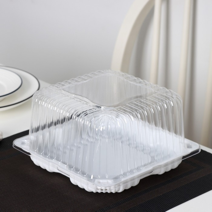 Дно для тортницы пластиковое одноразовое ИП-43, 18.5×18.5×10.5 см, внутренний 16×16×10 см, 480 шт./уп