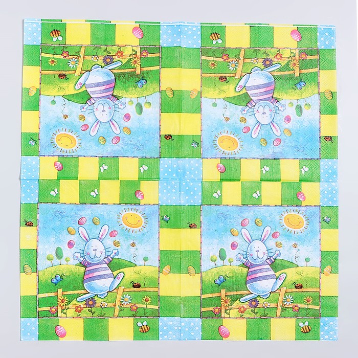 Салфетки бумажные на пасху «Пасхальный кролик», 33×33 см, набор 20 шт.