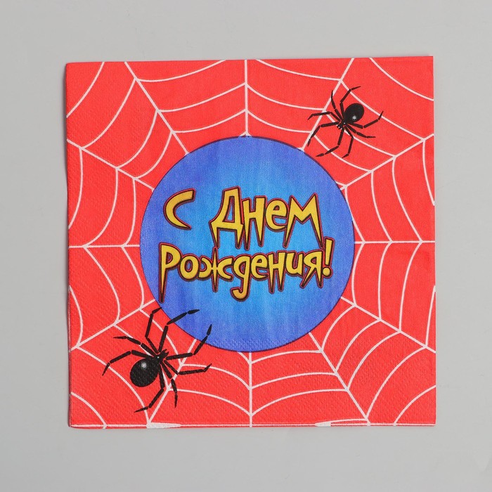 Салфетки бумажные двухслойные «С днём рождения», паутина, 33х33, 20 шт.