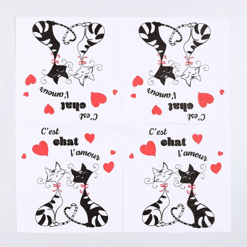 Салфетки бумажные «Замурчательная любовь», 33х33 см, набор 20 шт