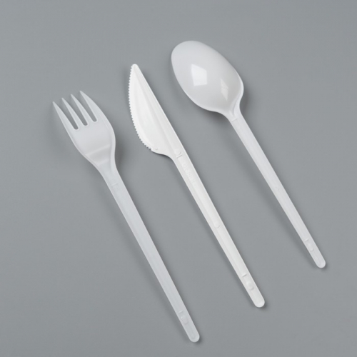 Набор одноразовой посуды «Белый» вилка, ложка, нож, салфетка, 16,5 см