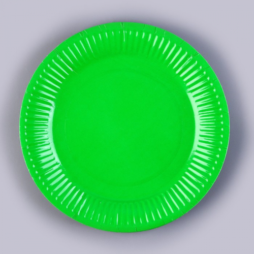 Тарелка бумажная однотонная, зелёный цвет 18 см, набор 10 штук