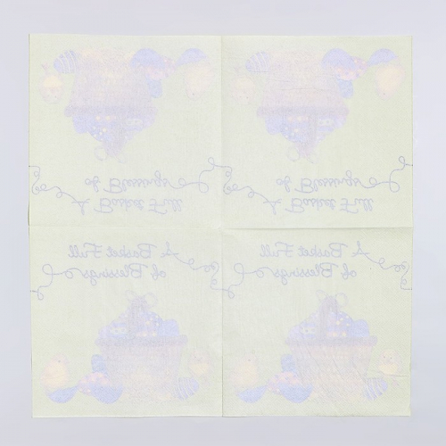 Салфетки бумажные на пасху «Пасхальная корзина» с цыплятами, 33×33 см, набор 20 шт.
