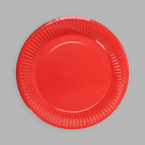 Тарелка бумажная, однотонная, цвет красный