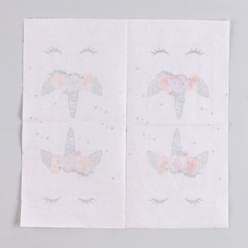 Салфетки бумажные «Твой единорожка», 25 × 25, набор 20 шт.
