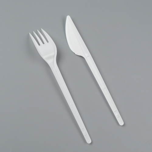 Набор одноразовой посуды «Белый» вилка, нож, салфетка, 16,5 см