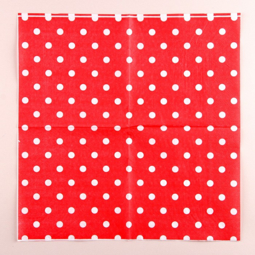 Салфетки бумажные «Горох», набор 20 шт., 33×33 см, красные