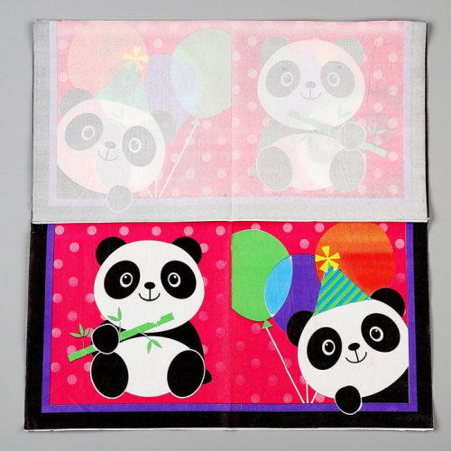 Салфетки бумажные «Панда с шариками», в наборе 20 шт.