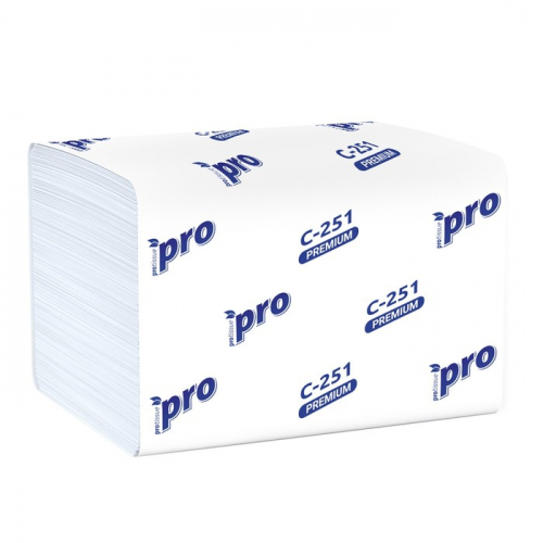 Салфетки бумажные PROtissue С251, V сложение, диспансерные, 2 слоя, 200 листов