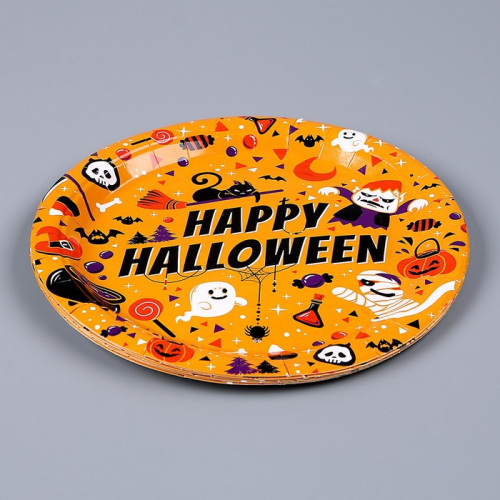 Тарелка бумажная «Счастливого хэллоуина», в наборе 6 шт.
