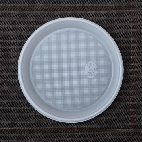 Набор пластиковых одноразовых тарелок, d=17 см, 10 шт, цвет белый