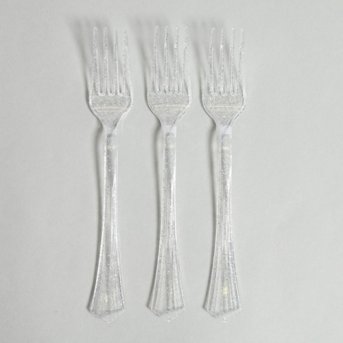 Вилки пластиковые «Блеск», в наборе 12 штук, цвет серебро