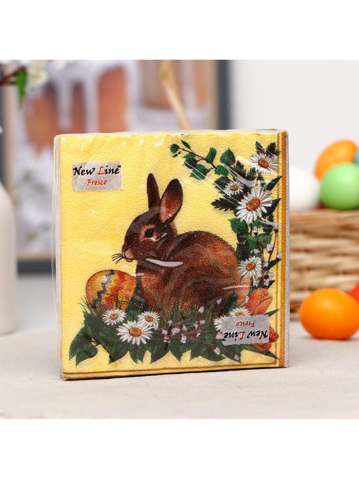 Пасхальные салфетки бумажные New Line Fresco «Пасхальный кролик», 2 слоя, 33х33 см, 20 шт