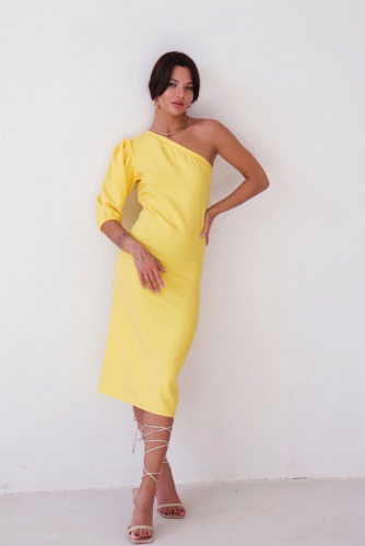 9714 Асимметричное платье лимонное (остаток: 48)