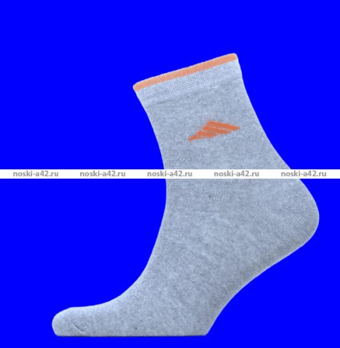 5 ПАР - Золотая игла носки мужские укороченные спортивные с-1010 с лайкрой серые