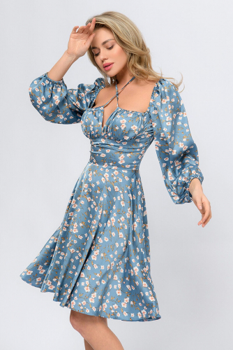 Платье 1001 DRESS #985906Серо-голубой (принт)