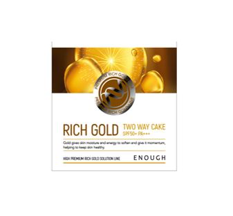 ENOUGH - ПУДРА КОМПАКТНАЯ С МОРСКИМ КОЛЛАГЕНОМ С ЗОЛОТОМ ТОН №21 PREMIUM RICH GOLD TWO WAY №21 (INCLUDING REFILL), 11 Г + 11 Г