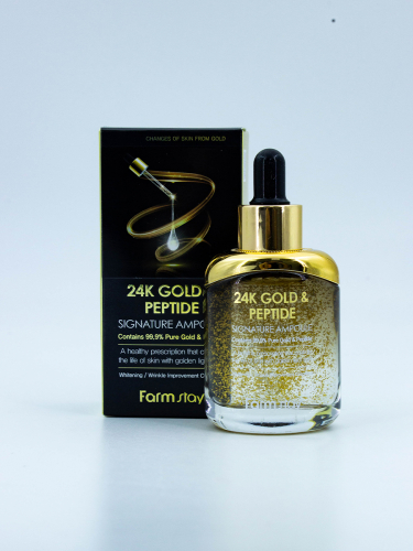 FARMSTAY - СЫВОРОТКА ДЛЯ ЛИЦА С ЗОЛОТОМ И ПЕПТИДАМИ 24K GOLD &PEPTIDE SIGNATURE AMPOULE, 35 МЛ.