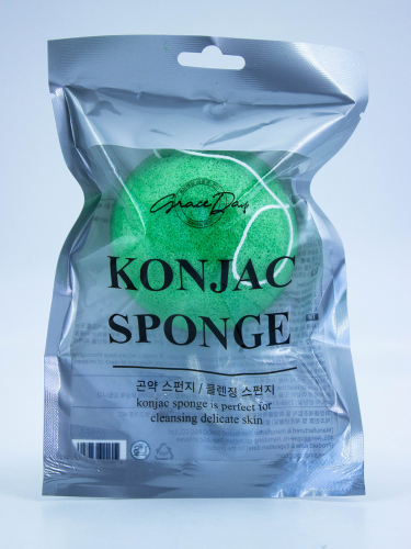 GRACE DAY - СПОНЖ ЖЕЛТО - ЗЕЛЕНЫЙ KONJAC SPONGE (COLOR - YELLOW GREEN), 1 ШТ.