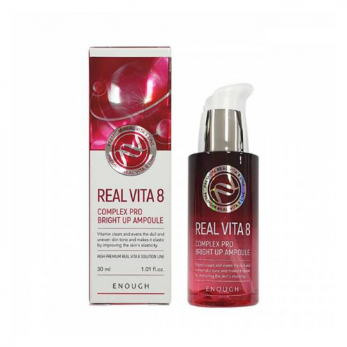 ENOUGH - СЫВОРОТКА ДЛЯ ЛИЦА С ВИТАМИНАМИ REAL VITA 8 COMPLEX PRO BRIGHT UP AMPOULE, 30 МЛ