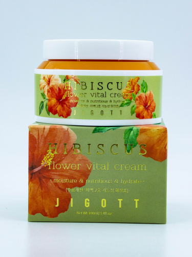 JIGOTT - КРЕМ ДЛЯ ЛИЦА С ЭКСТРАКТОМ ГИБИСКУСА HIBISCUS FLOWER VITAL CREAM, 100 МЛ.