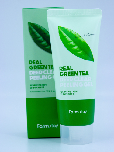 FARMSTAY - ПИЛИНГ - ГЕЛЬ ДЛЯ ЛИЦА С ЭКСТРАКТОМ ЗЕЛЕНОГО ЧАЯ REAL GREEN TEA DEEP CLEAR PEELING GEL, 100 ML