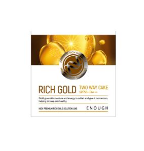 ENOUGH - ПУДРА КОМПАКТНАЯ С МОРСКИМ КОЛЛАГЕНОМ С ЗОЛОТОМ ТОН №13 PREMIUM RICH GOLD TWO WAY №13 (INCLUDING REFILL), 11 Г + 11 Г