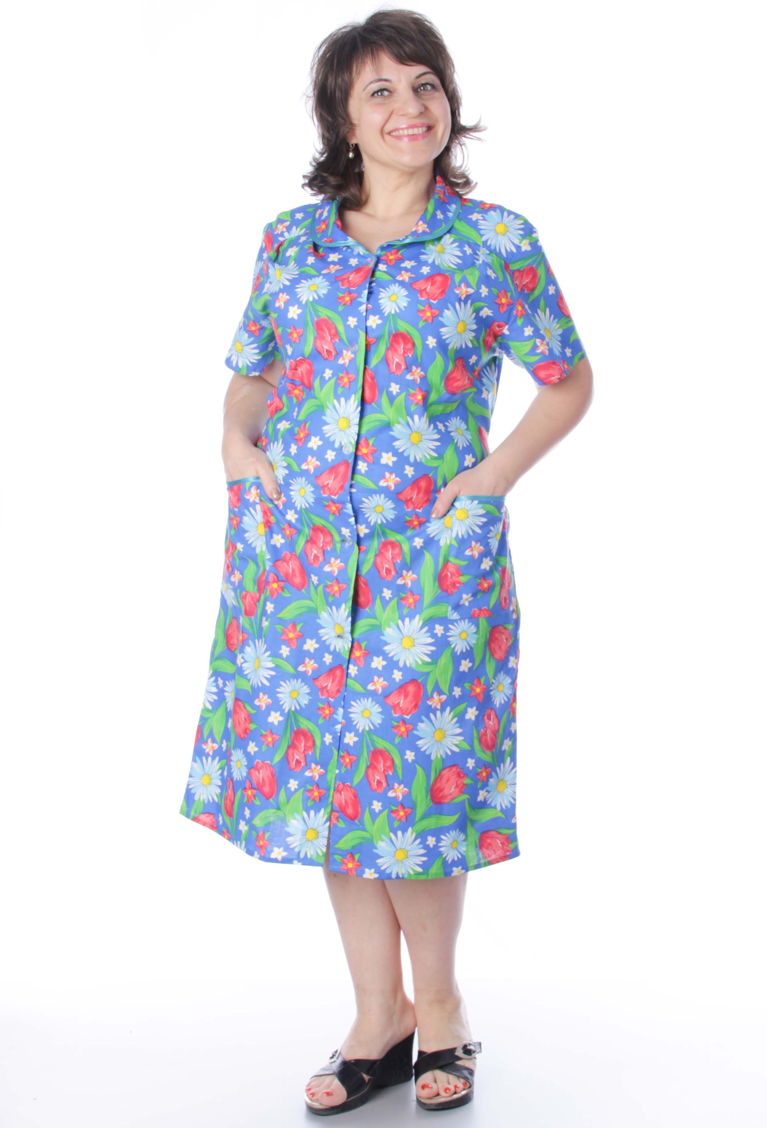 Халат на пуговицах, бязь (цвета в ассортименте) БР