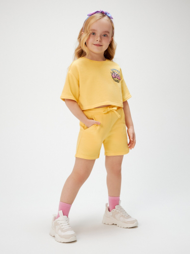 Комплект детский для девочек ((1)футболка и (2)шорты) Purim1 20214200016 ярко желтый