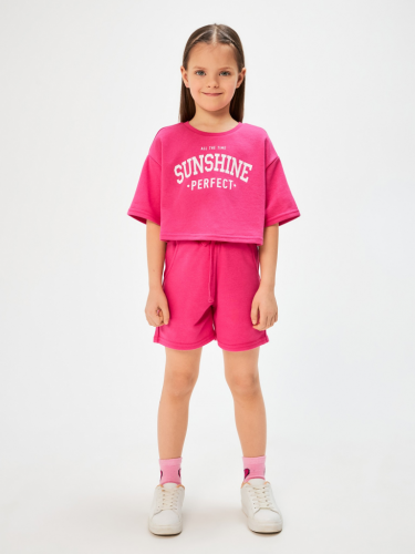 Комплект детский для девочек ((1)футболка и (2)шорты) Purim1 20214200016 фуксия