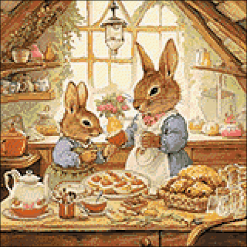 Алмазная мозаика: Кроличья семья 