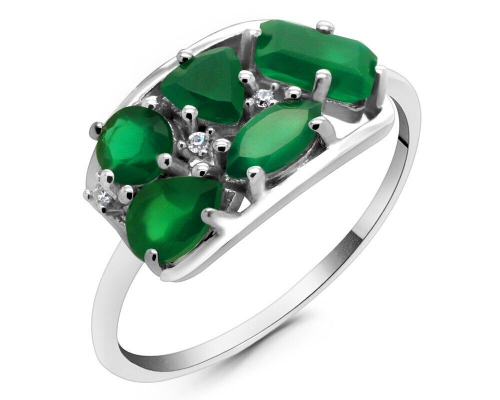 Кольцо из серебра зеленый агат, Кайла