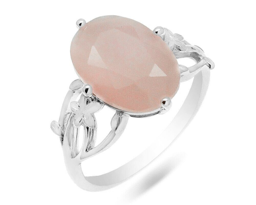 Кольцо из серебра розовый кварц, МЦВ61